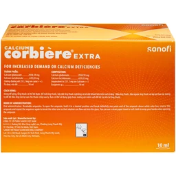 Dung dịch uống Calcium Corbière Extra Sanofi bổ sung canxi, hỗ trợ điều trị loãng xương (3 vỉ x 10 ống x 10ml) 3