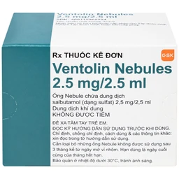 Dung dịch khí dung Ventolin Nebules 2.5mg GSK điều trị, ngăn ngừa co thắt phế quản (4 vỉ x 5 ống)