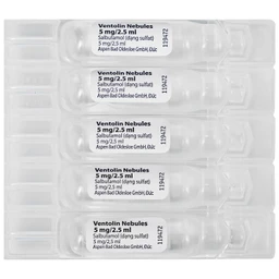 Dung dịch khí dung Ventolin Nebules 5mg GSK điều trị hoặc ngăn ngừa co thắt phế quản (4 vỉ x 5 ống)