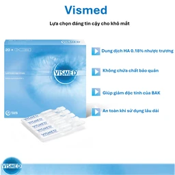 Nhỏ mắt Vismed 0.18% dùng cho mắt khô,tổn thương bề mặt nhãn cầu (20 ống x 0.3ml)