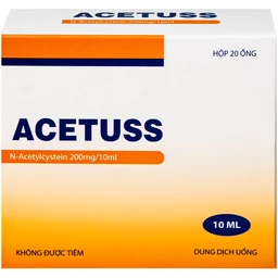 Dung dịch uống Acetuss Hà Nam tiêu nhầy trong bệnh viêm phế quản, bệnh nhầy nhớt (20 ống)