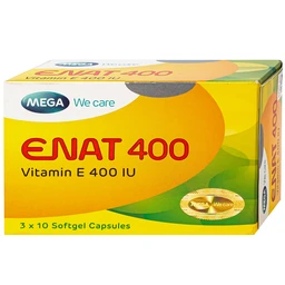 Thuốc Enat 400 MEGA We care điều trị và dự phòng tình trạng thiếu Vitamin E (3 vỉ x 10 viên)
