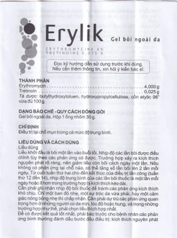Gel bôi ngoài da Erylik điều trị tại chỗ mụn trứng cá mức độ trung bình (30g)