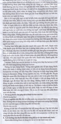 Thuốc Eszopiclone 2mg Minh Dân điều trị chứng mất ngủ (3 vỉ x 10 viên)