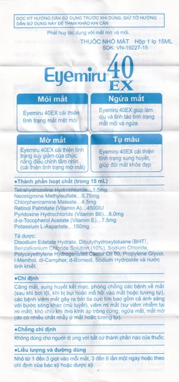 Thuốc nhỏ mắt Eyemiru 40 EX điều trị căng mắt, xung huyết kết mạc (15ml)