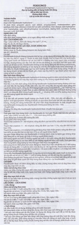 Thuốc Fexocinco 6mg Hà Nam điều trị triệu chứng viêm mũi dị ứng theo mùa và mày đay mạn tính (60ml)