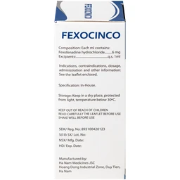 Thuốc Fexocinco 6mg Hà Nam điều trị triệu chứng viêm mũi dị ứng theo mùa và mày đay mạn tính (60ml) 4