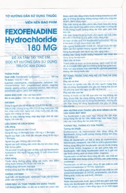 Thuốc Fexofenadine Hydrochloride 180mg An Thiên điều trị viêm mũi dị ứng theo mùa (3 vỉ x 10 viên)