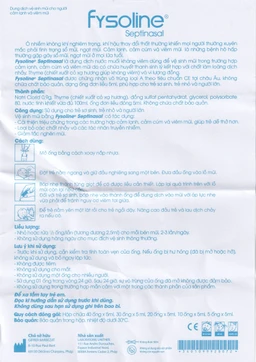 Nước muối sinh lý Fysoline Septinasal (20 ống x 5ml) giúp giảm sổ mũi, viêm mũi, nghẹt mũi, dùng được cho trẻ sơ sinh