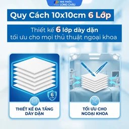 Gạc phẫu thuật An Lành 10x10cm x 6 lớp (100 miếng) dùng thấm máu trong phẫu thuật 4