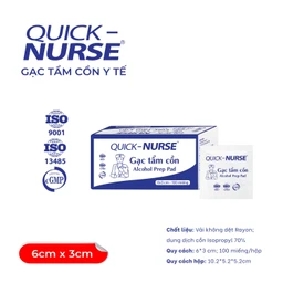 Gạc tẩm cồn 6x3cm Quick Nurse (100 miếng) làm sạch da, ngăn ngừa vi khuẩn