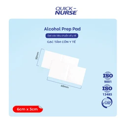 Gạc tẩm cồn 6x3cm Quick Nurse (100 miếng) làm sạch da, ngăn ngừa vi khuẩn