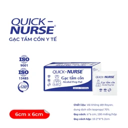 Gạc tẩm cồn 6x6cm Quick Nurse (100 miếng) làm sạch da, ngăn ngừa vi khuẩn