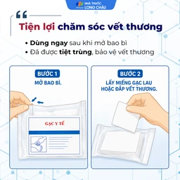 Gạc tiệt trùng Đông Pha nhỏ 5x6x8cm (10 miếng) sơ cứu vết thương, thấm máu và dịch tiết