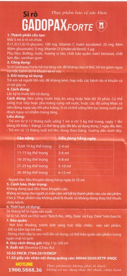 Siro hỗ trợ tăng sức đề kháng Gadopax Forte Valens (100ml)