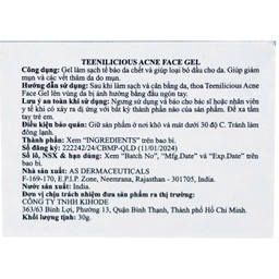 Gel bôi ngừa mụn đầu đen, đầu trắng Teenilicious Hộp 30g