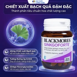 Viên uống Blackmores Ginkgo Forte hỗ trợ tuần hoàn máu não (40 viên) 4