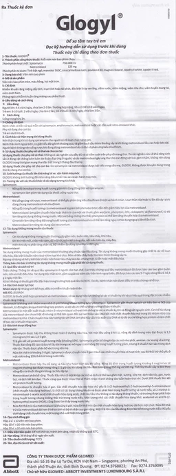 Viên nén Glogyl Glomed điều trị nhiễm khuẩn răng miệng cấp tính, mạn tính (2 vỉ x 10 viên)