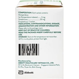 Thuốc bột Glomoti-M 5/50mg sachet Abbott điều trị triệu chứng buồn nôn (25 gói x 1.5g)