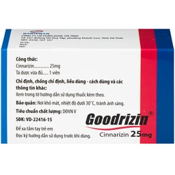 Thuốc Goodrizin 25mg Hadiphar điều trị bệnh mạch ngoại vi (10 vỉ x 10 viên) 3