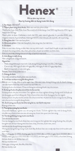Thuốc Henex 500mg Abbott điều trị suy tĩnh mạch - mạch bạch huyết, cơn trĩ cấp (10 vỉ x 10 viên)
