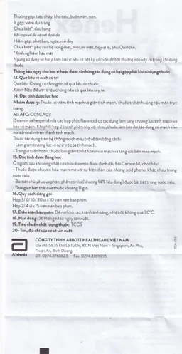 Thuốc Henex 500mg Abbott điều trị suy tĩnh mạch - mạch bạch huyết, cơn trĩ cấp (10 vỉ x 10 viên)