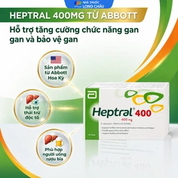 Heptral 400 Abbott hỗ trợ tăng cường chức năng gan, men gan tăng, sử dụng nhiều bia rượu (3 vỉ x 10 viên) 2