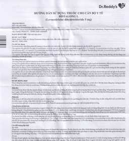 Thuốc Histalong - L 5mg Dr. Reddy điều trị triệu chứng viêm mũi dị ứng (2 vỉ x 10 viên)