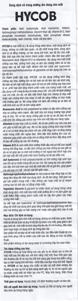 Nhỏ mắt Hycob 10ml giúp bôi trơn, tạo độ ẩm, giảm khô và mỏi mắt