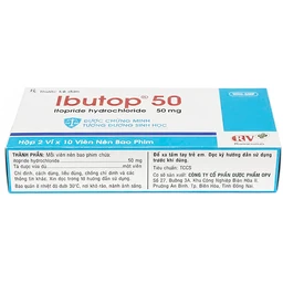 Thuốc Ibutop 50 OPV điều trị viêm dạ dày, chướng bụng, đau bụng, chán ăn, ợ nóng (2 vỉ x 10 viên)