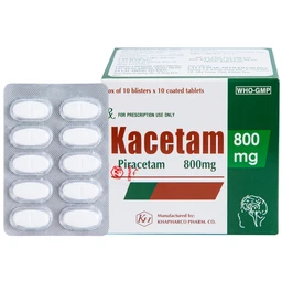 Viên nén Kacetam 800mg Khapharco điều trị rung giật cơ có nguồn gốc vỏ não, thiếu máu não (10 vỉ x 10 viên) 1