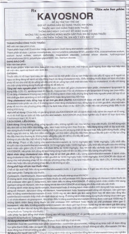 Thuốc Kavosnor điều trị tăng cholesterol toàn phần (10 vỉ 10 viên)
