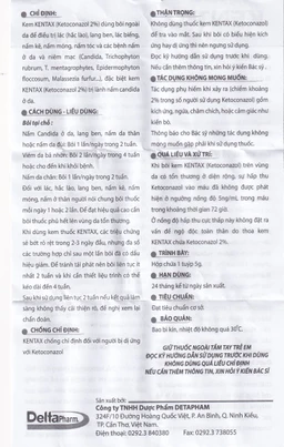 Kem bôi da Kentax Detapharm điều trị lác, lang ben, lác biếng, nấm kẽ (5g)