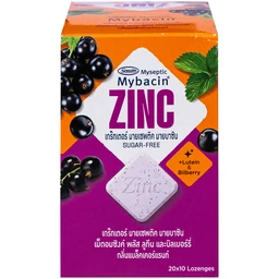 Kẹo ngậm bổ sung kẽm không đường hương nho đen Mybacin ZinC Plus (20 gói x 9.4g)