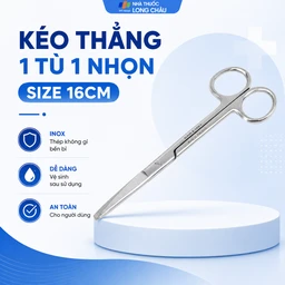 Kéo thẳng 1 tù 1 nhọn size 16cm dùng cắt gòn thay băng cho bệnh nhân 3