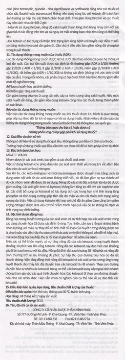 Thuốc Ketovin Vinphaco phòng ngừa và điều trị rối loạn chuyển hóa protein trong suy thận mạn (10 vỉ x 10 viên)