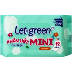 Khăn giấy ướt mini wipes Let-Green (6 gói x 12 miếng)