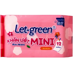 Khăn giấy ướt mini wipes Let-Green (6 gói x 12 miếng)
