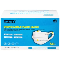 Khẩu trang 4 lớp Safefit màu trắng (50 cái) ngăn khói bụi, vi khuẩn