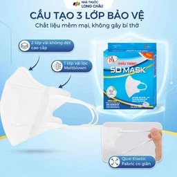 Khẩu trang 3 lớp 5D mask màu trắng (10 cái) Nam Anh ngăn khói bụi, vi khuẩn 3