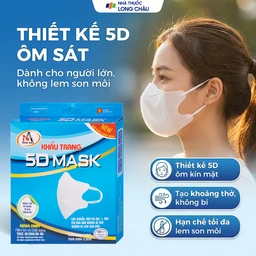 Khẩu trang 3 lớp 5D mask màu trắng (10 cái) Nam Anh ngăn khói bụi, vi khuẩn 4