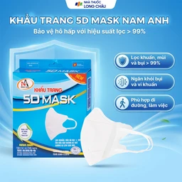 Khẩu trang 3 lớp 5D mask màu trắng (10 cái) Nam Anh ngăn khói bụi, vi khuẩn 2