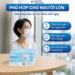 Khẩu trang 3 lớp VTB màu trắng (50 cái) ngăn khói bụi, vi khuẩn 4