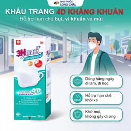 Khẩu trang 4 lớp Vĩnh Tiến 4D 3Hmask màu trắng (20 cái) ngăn khói bụi, vi khuẩn 2