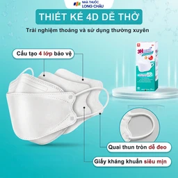 Khẩu trang 4 lớp Vĩnh Tiến 4D 3Hmask màu trắng (20 cái) ngăn khói bụi, vi khuẩn 3