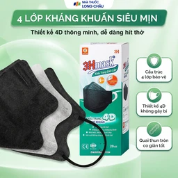 Khẩu trang 4 lớp Vĩnh Tiến 4D 3Hmask màu đen (20 cái) ngăn khói bụi, vi khuẩn 3