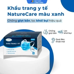 Khẩu trang 3 lớp Naturecare màu xanh (50 cái) ngăn khói bụi, vi khuẩn