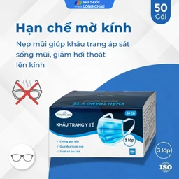Khẩu trang 3 lớp Naturecare màu xanh (50 cái) ngăn khói bụi, vi khuẩn