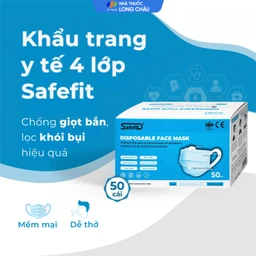 Khẩu trang 4 lớp Safefit màu xanh (50 cái) ngăn khói bụi, vi khuẩn 2