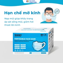 Khẩu trang 4 lớp Safefit màu xanh (50 cái) ngăn khói bụi, vi khuẩn 4